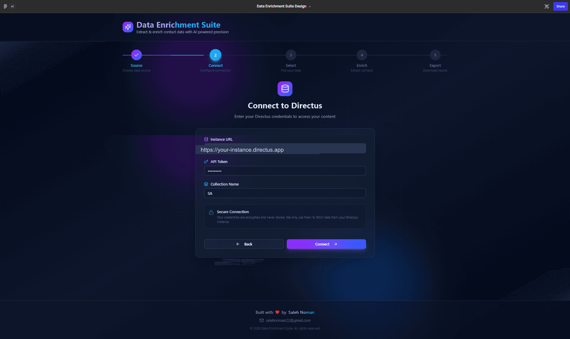 Connecting the tool to a Directus CMS.