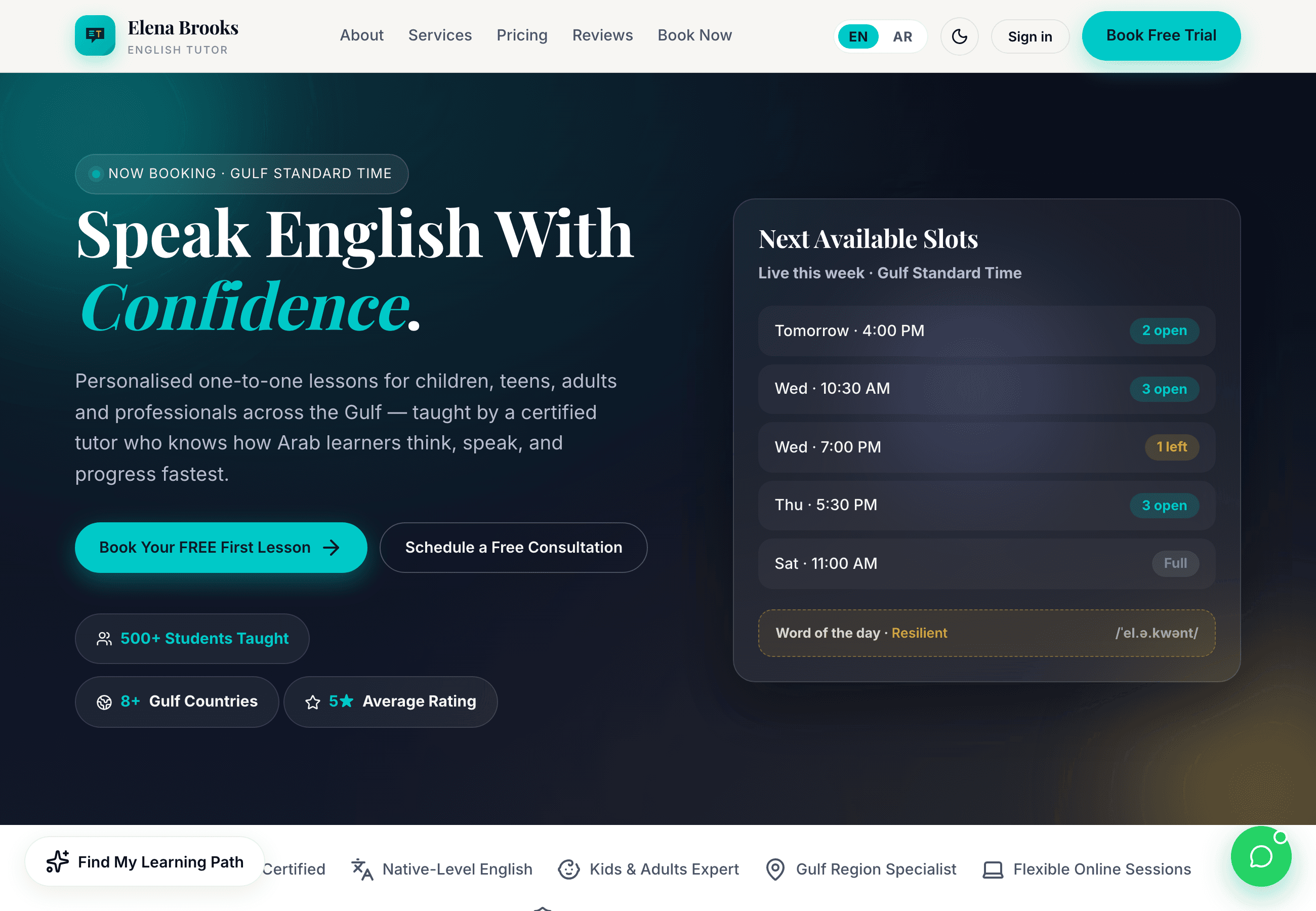 Tutoring & Booking Website — preview
